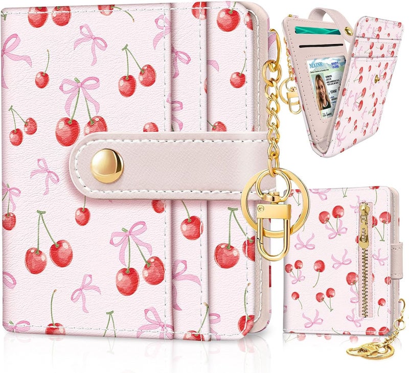 Jogjam Cute Coquette Aesthetic Bow Rfid Women Wallet, Small Slim Thin Compact Travel Credit Card Wallet, PU Leather Bifold Cash Wallet, Zipper Coin Pocket ID Window, Female Ladies Gifts - Image 1